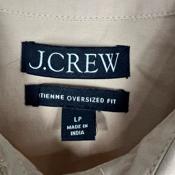 J.CREW Tan Etenne Oversized Fit Button up Collared Shirt Size Large Petite - Picture 3 of 8